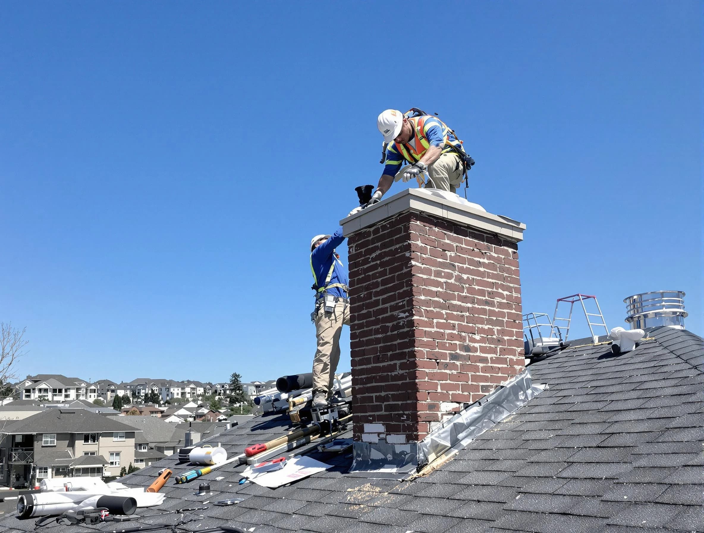 Centerville Chimney Sweep repairing a chimney crown in Centerville, UT