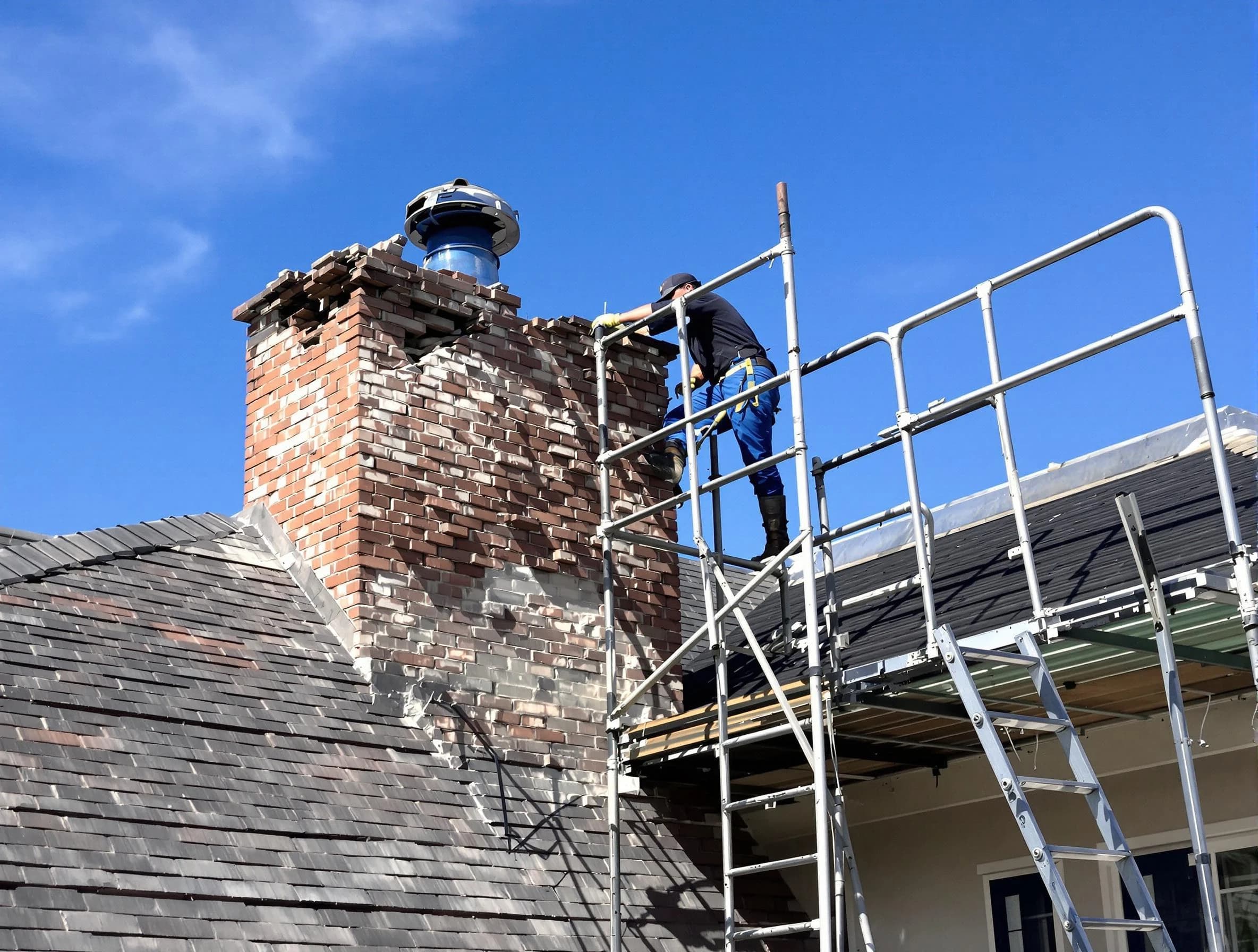 Rebuilding a chimney structure by Centerville Chimney Sweep in Centerville, UT
