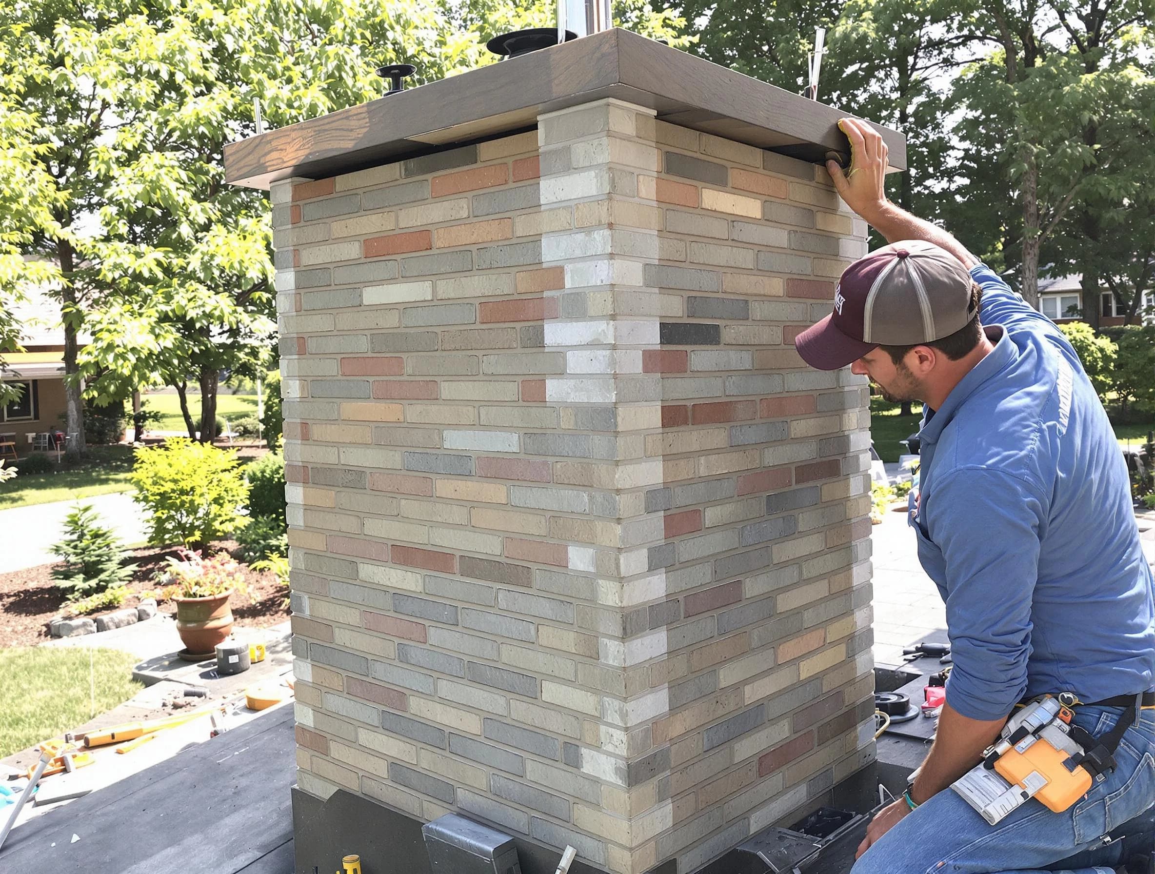 Centerville Chimney Sweep completing a modern chimney remodel in Centerville, UT