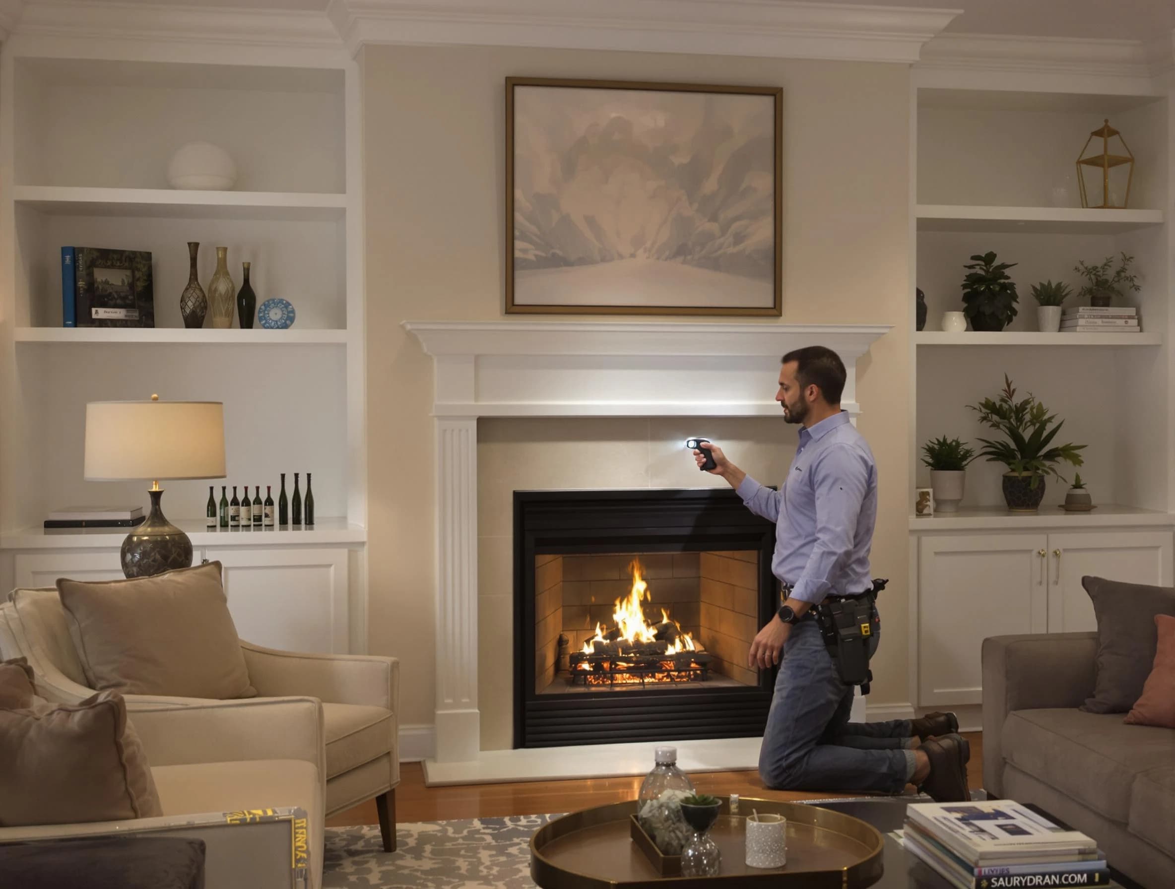 Centerville Chimney Sweep conducting a fireplace safety inspection in Centerville, UT