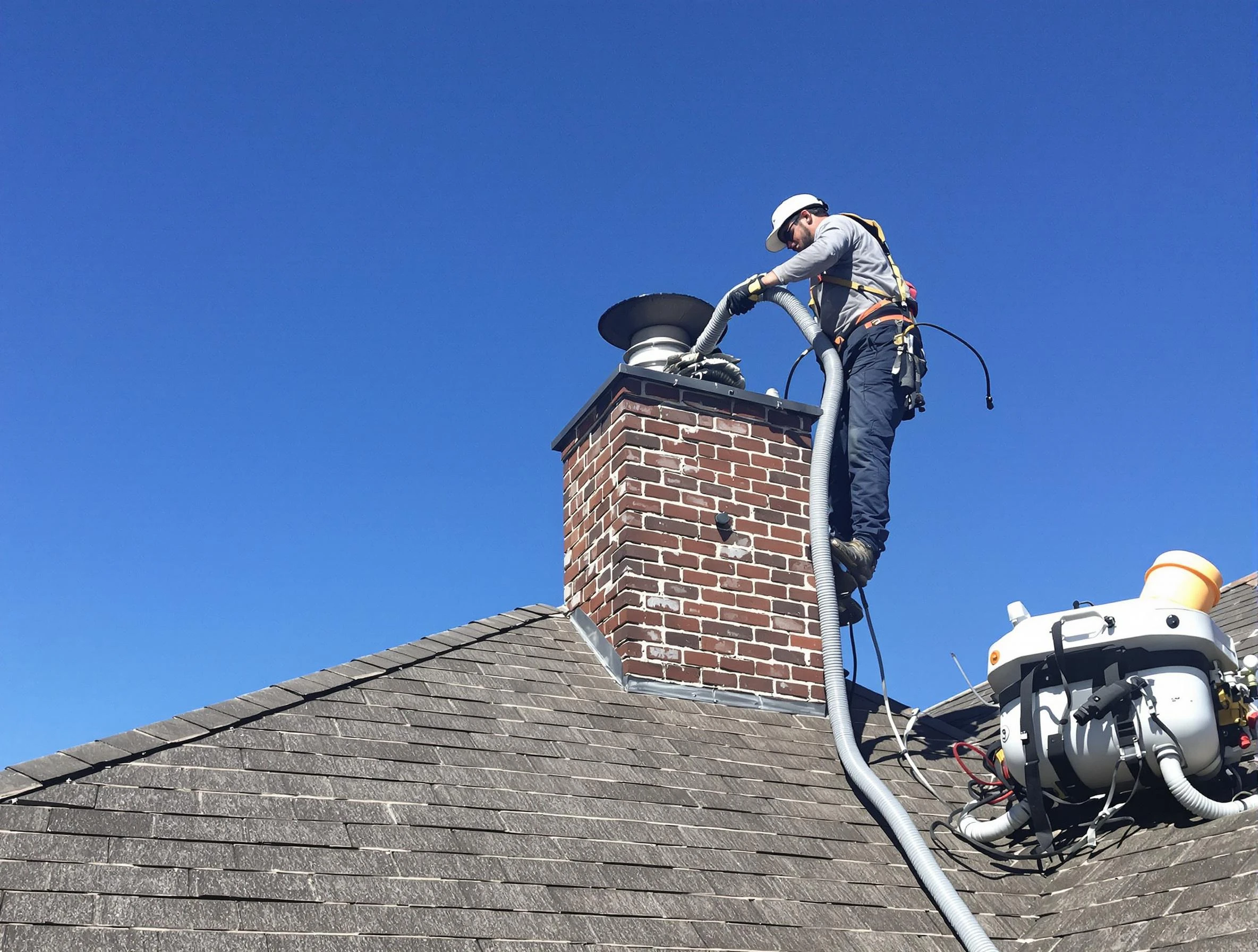 Dedicated Centerville Chimney Sweep team member cleaning a chimney in Centerville, UT