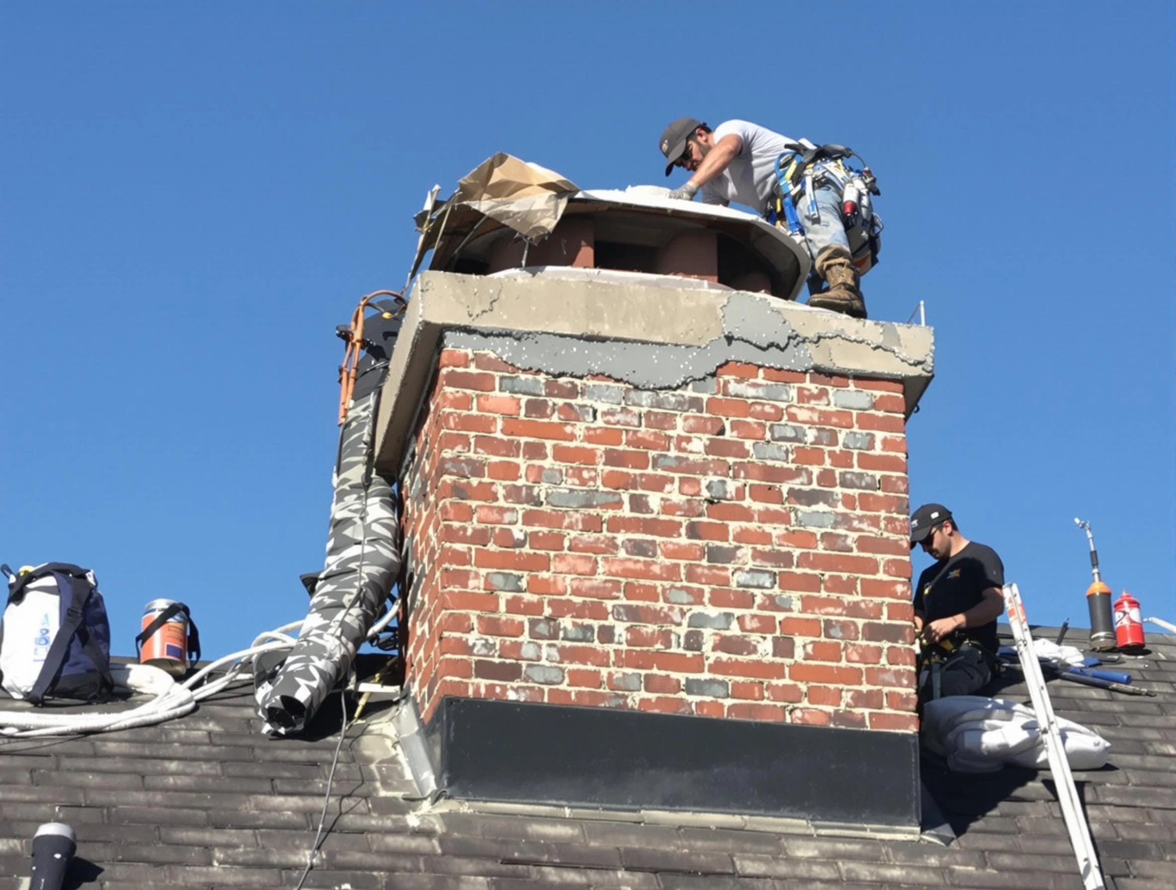 Centerville Chimney Sweep installing a custom chimney crown in Centerville, UT